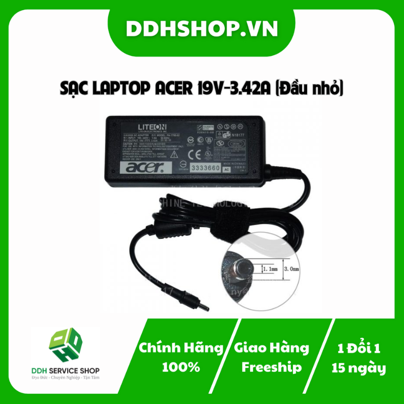 SẠC LAPTOP ACER 19V-3.42A (Đầu nhỏ)