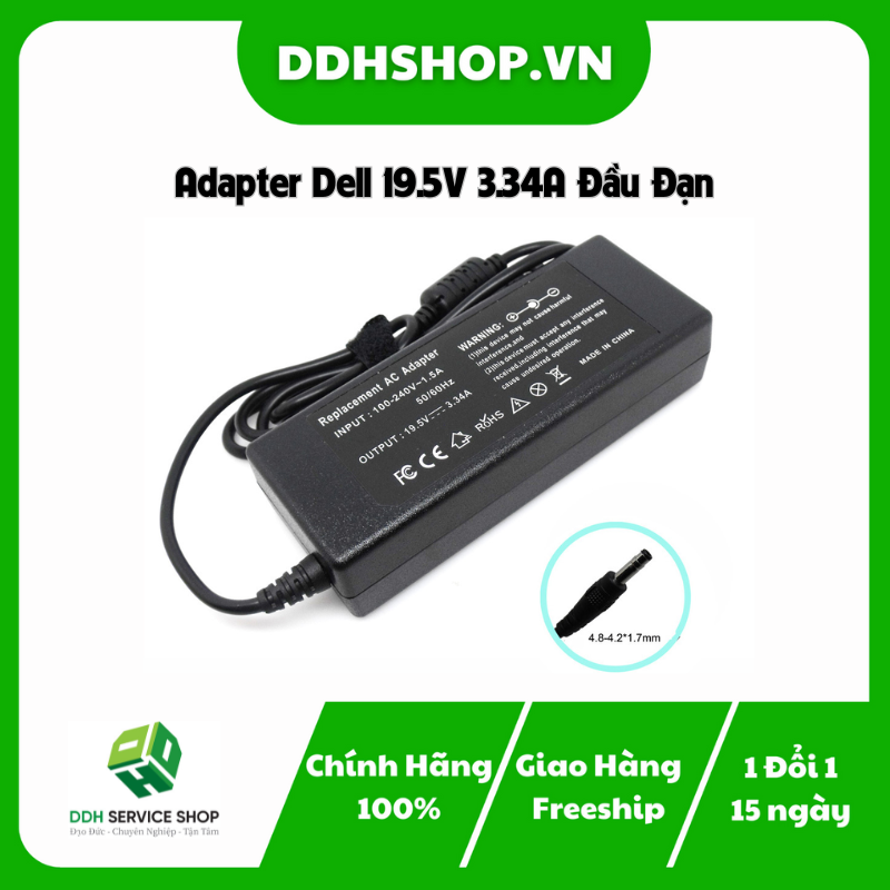 Adapter Dell 19.5V 3.34A Đầu Đạn
